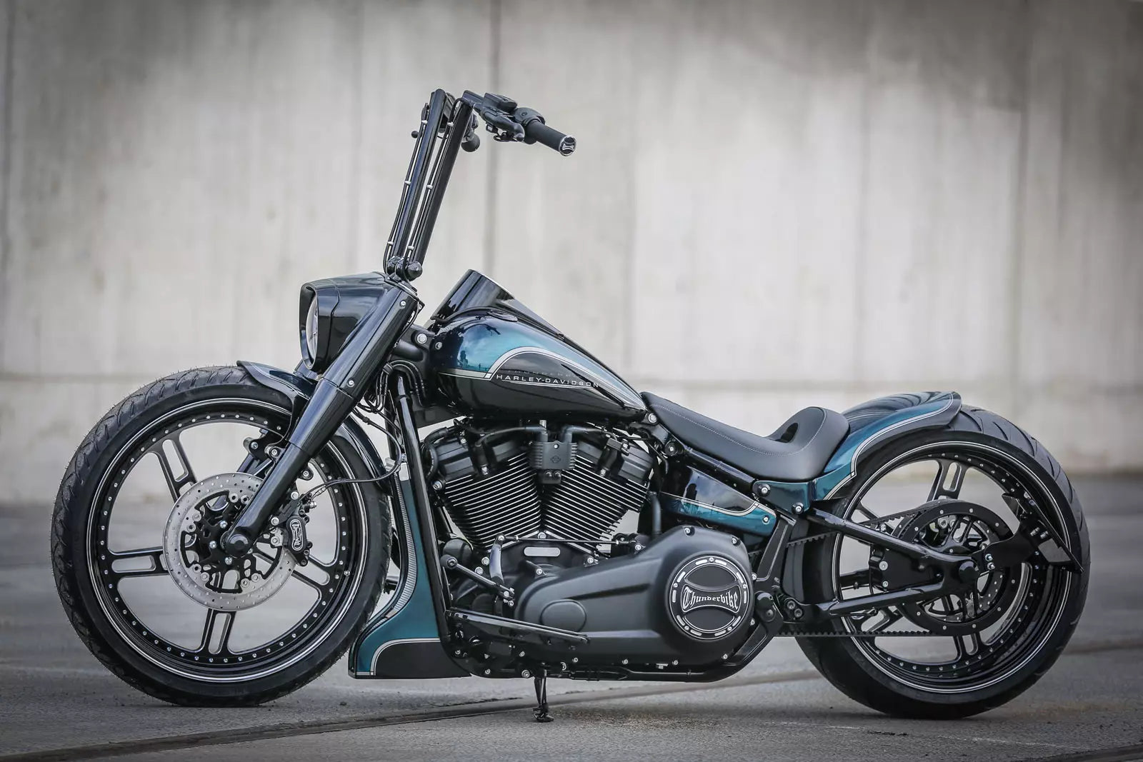 Thunderbike asiento individual de cuero genuino negro acolchado (para Fat Boy & Breakout a partir de 18)